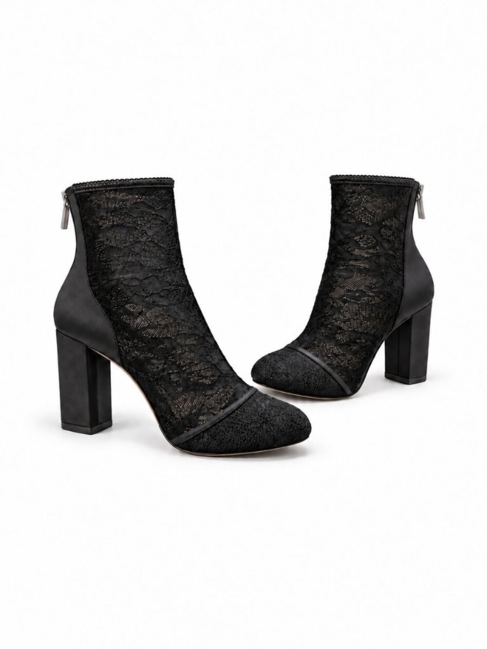 Title: Jewel Badgley Mischka Sultana Black Lace Heeled Booties Size 8.5